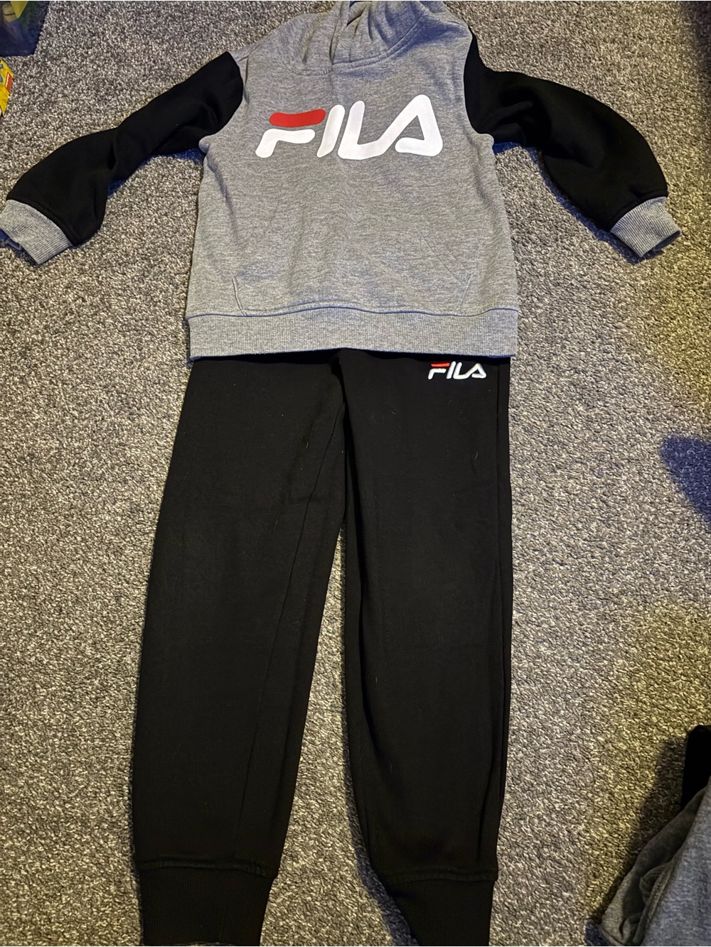 Fila Kids Grey & Black Logo Hoodie Jogger Set